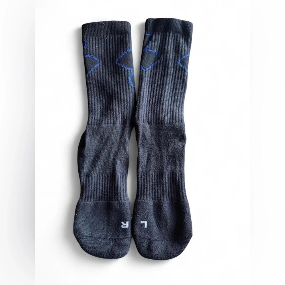 Under Armour Boys Performance Crew Socks Black Blue Size MD 4.5-7